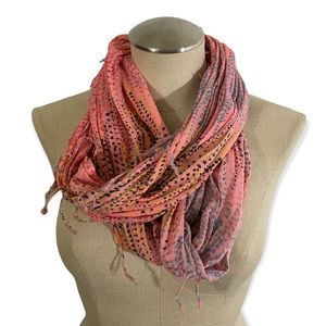 American Eagle Pink Circle Scarf with Fringe Cozy